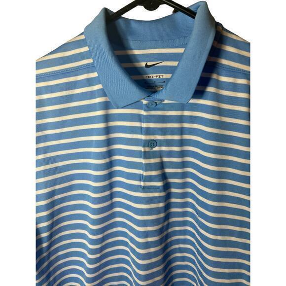 Nike Dri-Fit Light Blue and white‎ stripes  Golf Polo size Med. - Picture 2 of 4